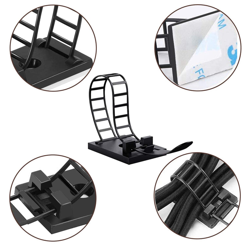  [AUSTRALIA] - 50Pcs Adhesive Cable Management Ties Extra Screw & Hole, Multi-Purpose Wire Organizer Adjustable Nylon Cable Straps Cord Holders for Home and Office Desk Organization