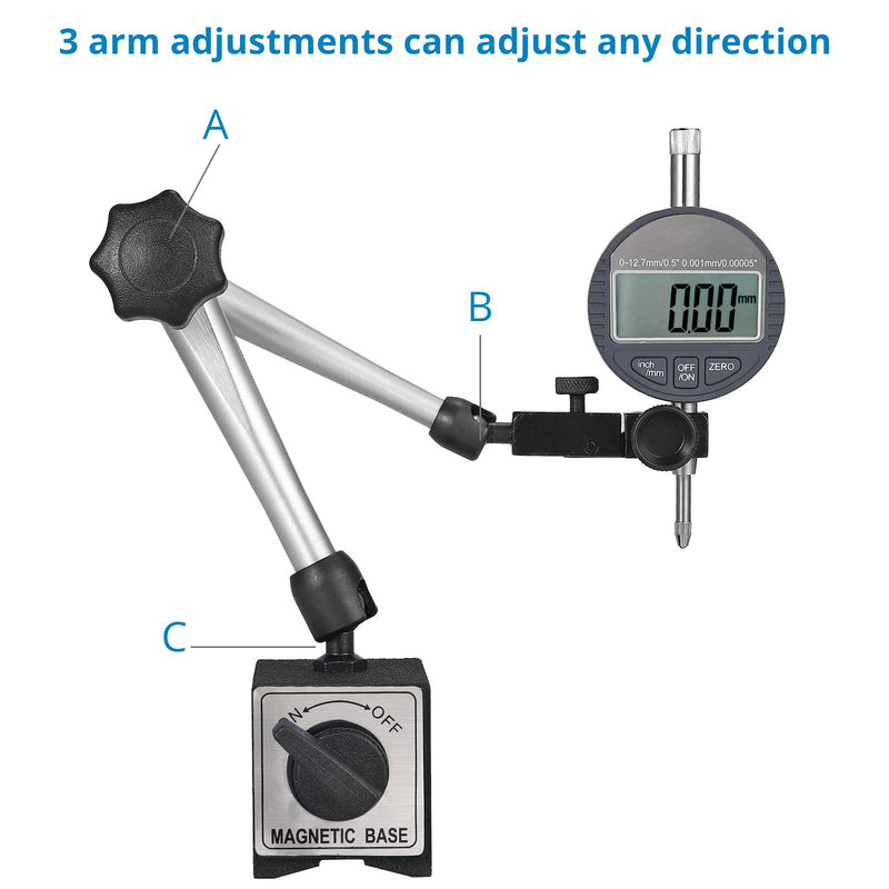  [AUSTRALIA] - AUTOUTLET Magnetic Stand Holder for Dial Indicator, Strong Magnetic Stand Base Holder, 176lbs/80kg Maximum Pulling Force, Universal Flexible Magnetic Holder for Dial Indicator Measuring Tool Magnetic Base