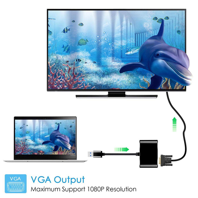  [AUSTRALIA] - CY USB 3.0 2.0 to HDMI VGA HDTV Adapter Cable External Graphics Card for Windows Laptop