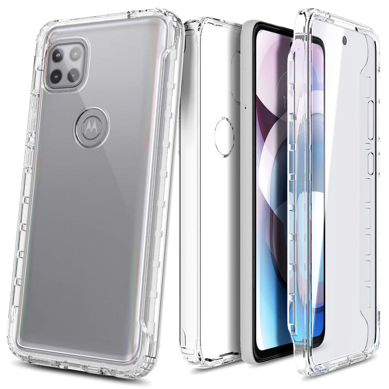  [AUSTRALIA] - NZND Motorola One 5G Ace Case, Motorola Moto G 5G Case with [Built-in Screen Protector], Full-Body Protective Shockproof Rugged Bumper Cover, Impact Resist Durable Phone Case (Clear) Clear