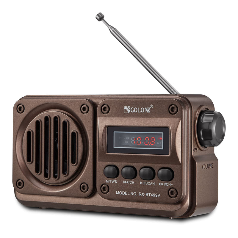 [AUSTRALIA] - Gelielim Vintage Radio, Retro Portable FM Radio with Bluetooth, LED Display Rechargeable Radio Support TF Card/USB, Gift Idea for Elder, Parents, Grandparents for Home Indoor or Outdoor (No AM) Bronze
