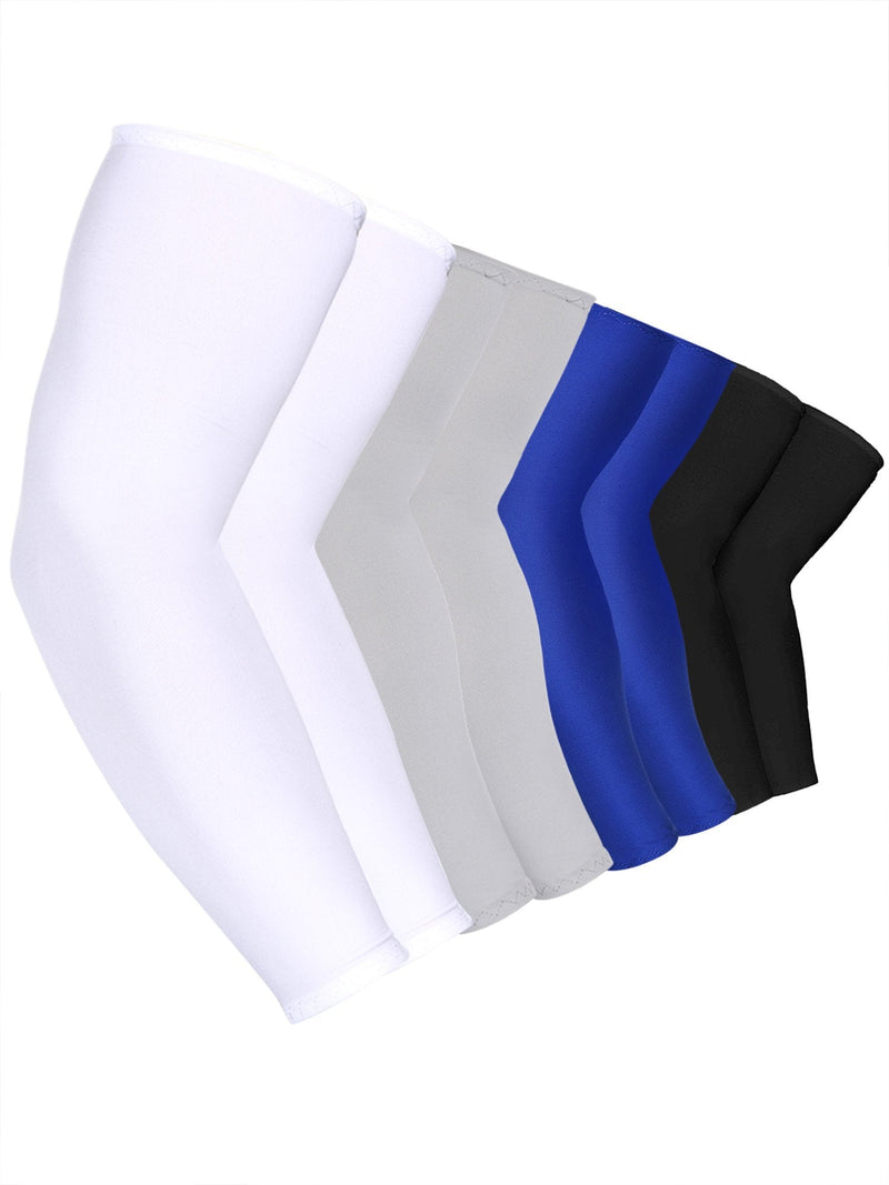  [AUSTRALIA] - 8 Pairs Unisex UV Protection Arm Cooling Sleeves Ice Silk Arm Cover (White Black Grey Blue, Ice Silk)