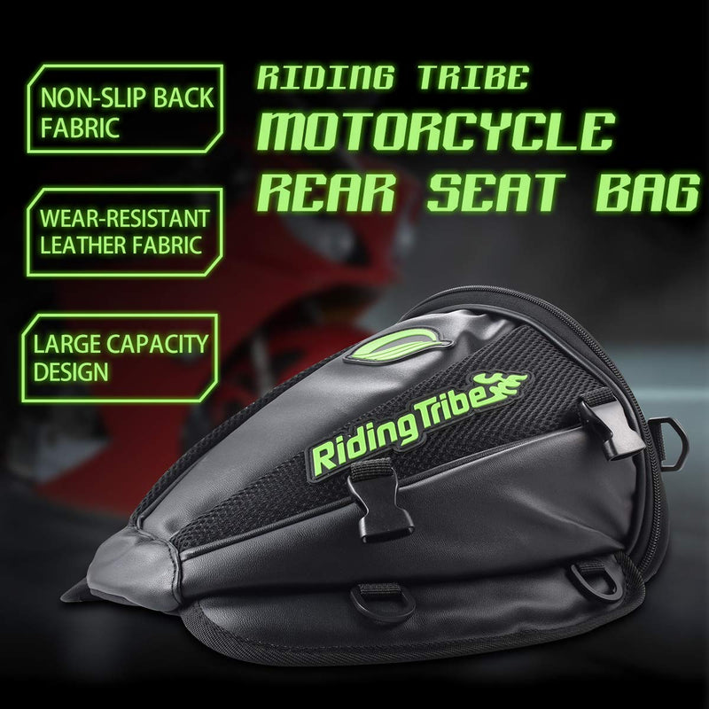  [AUSTRALIA] - KaTur Motorcycle Backseat Tank Bag Multifunctional Waterproof PU Leather Storage Saddle Bag Motorbike Rear Seat Super Light Tail Accessories Bags -Black