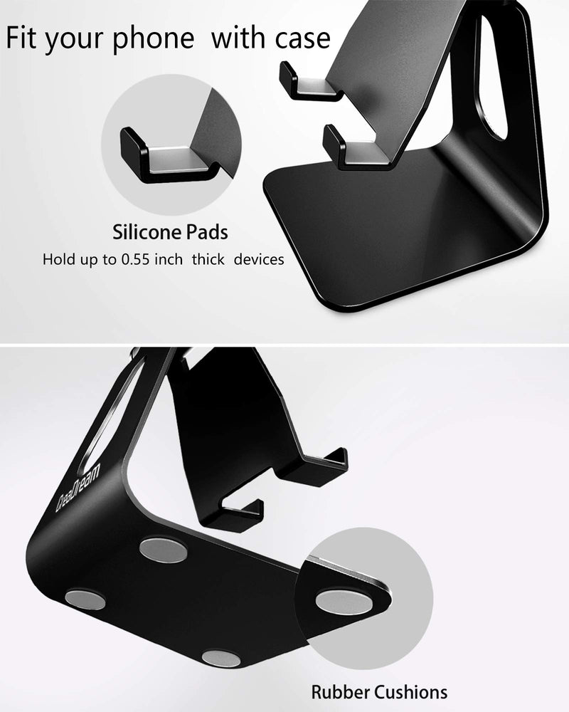  [AUSTRALIA] - Adjustable Cell Phone Stand, CreaDream Phone Stand, Cradle, Dock, Holder, Aluminum Desktop Stand Compatible with Phone Xs Max Xr 8 7 6 6s Plus SE Charging, Accessories Desk,All Mobile Phones-Black Black