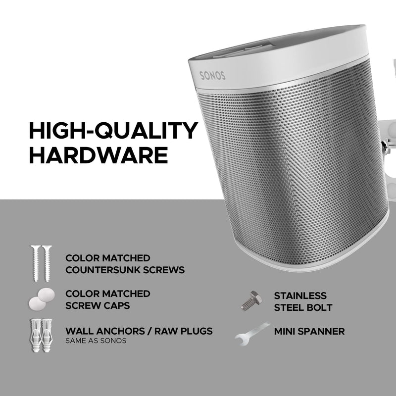  [AUSTRALIA] - Play 1 Wall Mount, White, Compatible with Sonos Play:1 Only, Adjustable Swivel & Tilt Mechanism, Mounting Bracket Includes All Fixings