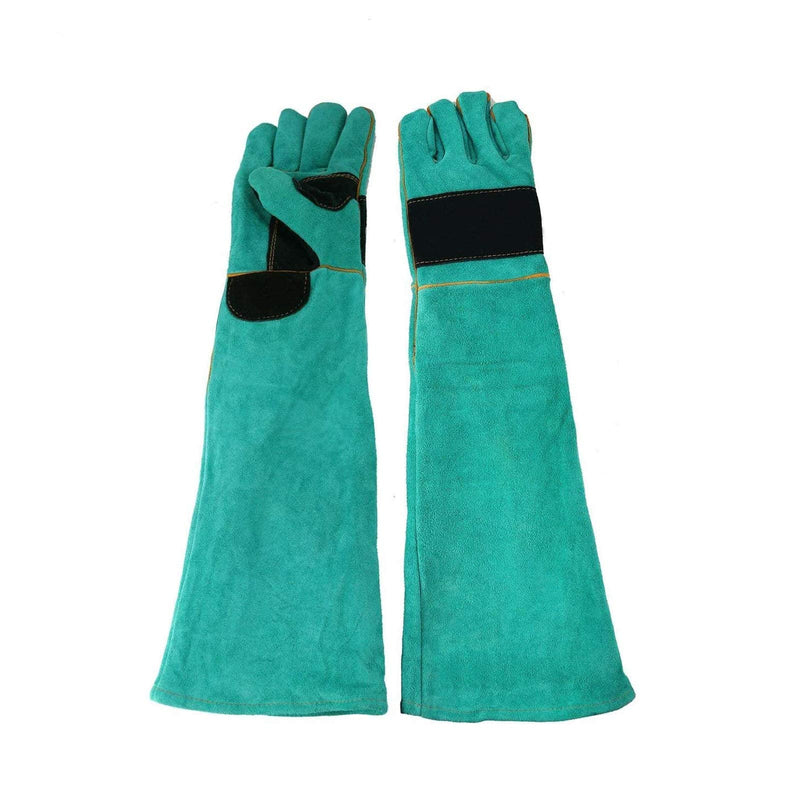  [AUSTRALIA] - AOWPFVV Animal Handling Gloves Bite Proof Leather for Dog,Cat Scratch,Falcon,Reptile,Snake,Long Welding Gloves Light Green