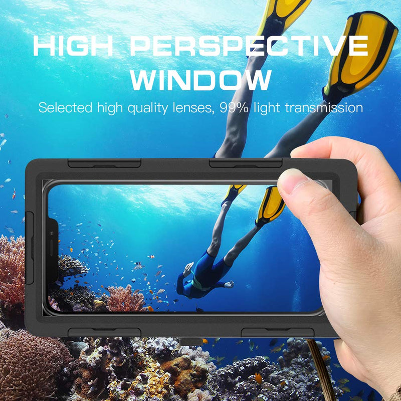  [AUSTRALIA] - Underwater Photography iPhone Samsung Case,[50ft/15m] Universal Diving Housing for iPhone 11 Pro Max 10 XS Max XR X 8 7 6S Plus SE Samsung Galaxy Note10+ 10 s9 S9+Up to 6.8" (Pure Black) Pure Black
