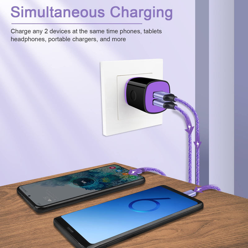  [AUSTRALIA] - USB C Wall Charger, Android Phone Charger Block C Type Car Charger for Samsung Galaxy S22Ultra S21FE S23 S10, Z Fold4 Z Flip4, A14/13/33/52s/53/73/03s, Note20, Pixel 7/7Pro/6, Moto G Stylus, 6FT Cable Purple-01