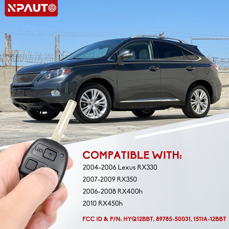  [AUSTRALIA] - NPAUTO Key Fob Replacement for Lexus RX330 2004 2005 2006 | RX350 2007-2009 | RX400h 2006-2008 | 2010 RX450h - Keyless Entry Remote Control Uncut Car Ignition Blade Key Fobs (HYQ12BBT, Pack of 2)