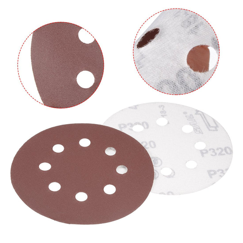  [AUSTRALIA] - uxcell 10Pcs 5 Inch 8 Hole Hook and Loop Sanding Disc 320 Grit Flocking Sandpaper Random Orbital Sander Paper