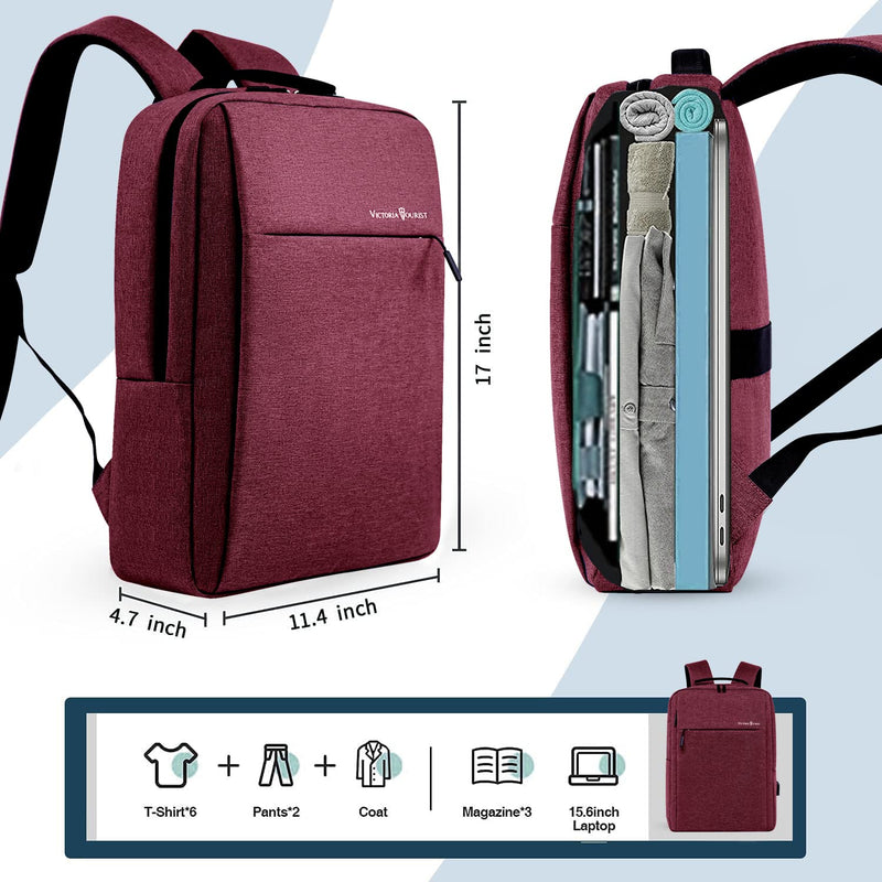  [AUSTRALIA] - Laptop Backpack for Girls, Womens High School Backpack with USB Port for School Supplies and College Accessories, Water Resistant Daypack Cute Book Bag for Teens and Ladies Fit 15.6 In Computer（Red） 15.6 inch Red
