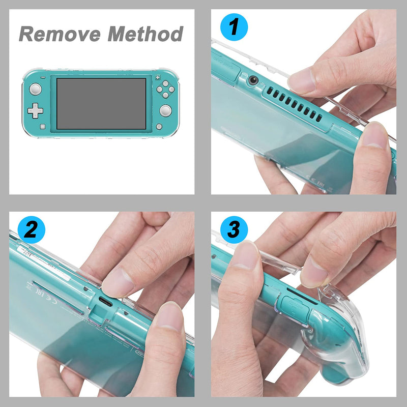 Crystal Clear Cover Case for Switch Lite, Ultra Slim Clear Hard PC Protective Case for Nintendo Switch Lite with a Glass Screen Protector and 8 Thumb Grips Caps - LeoForward Australia