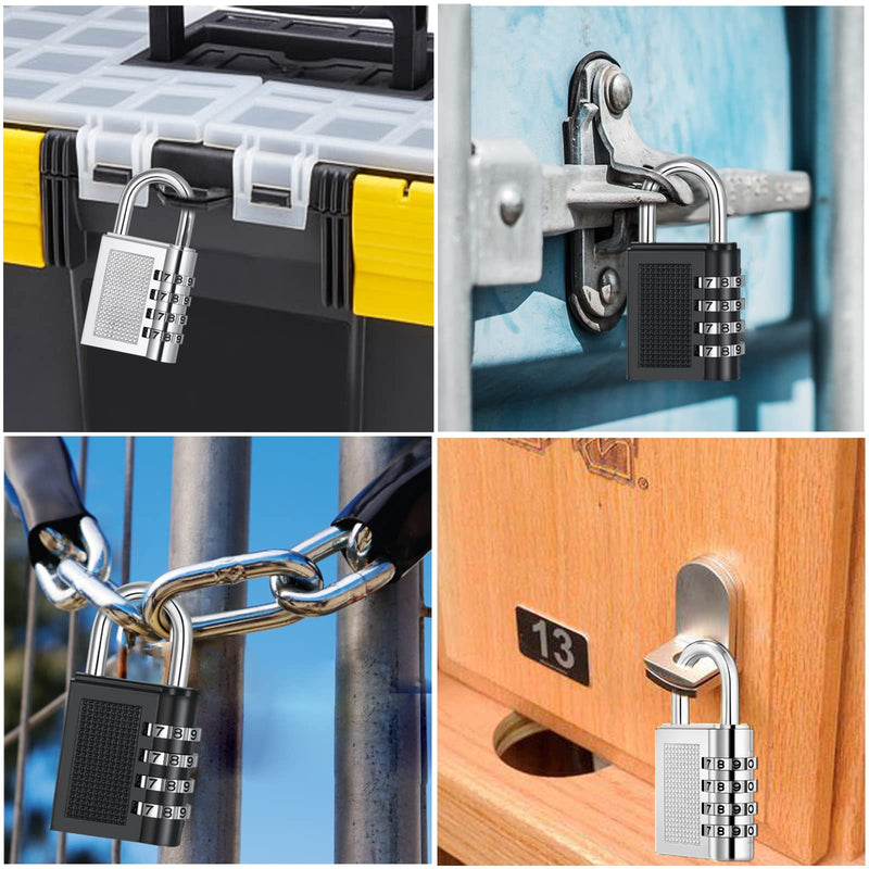  [AUSTRALIA] - ZHEGE Combination Lock 2 Pack, 4 Digit Combination Padlock for Gym, Sports, School & Employee Locker, Outdoor, Fence, Hasp and Storage 2P 2 Pack Sliver