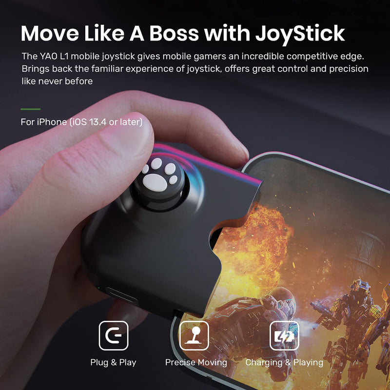 IFYOO Yao L1 PRO Mobile Game Controller Joystick for iPhone (iOS 13.4 or Later, For iOS Mobile Games), Gaming Gamepad Compatible with PUBGG Mobile, Call of Duty Mobile(CODM), Wild Rift, Genshin Impact Black - For iPhone - LeoForward Australia
