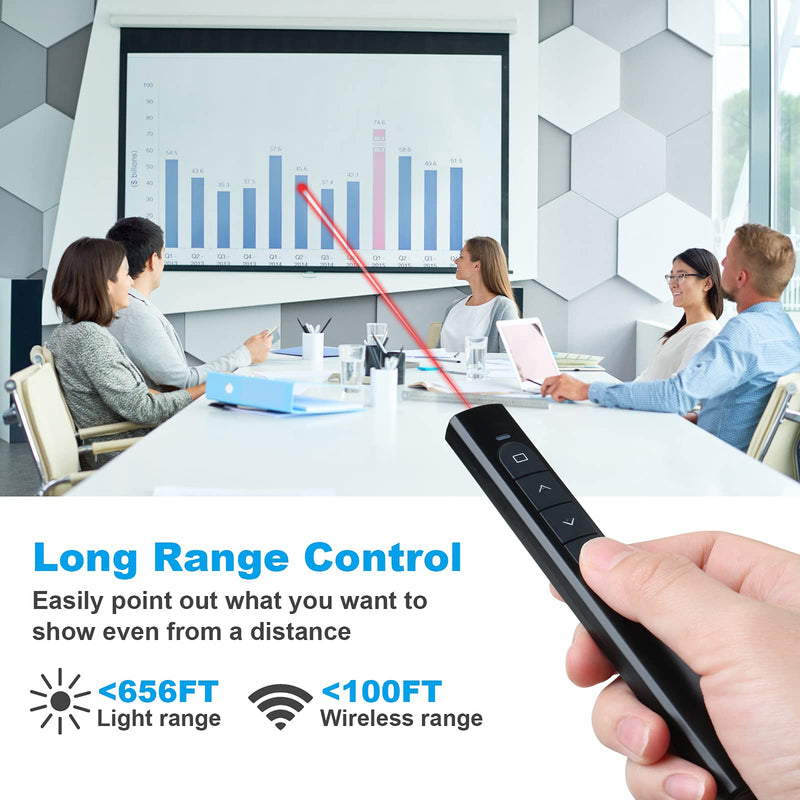  [AUSTRALIA] - Wireless Presenter Remote,Presentation Clicker with Hyperlink &Volume Remote Control PowerPoint Ofifice Presentation Clicker for Keynote/PPT/Mac/PC(Battery Included) USB-Black