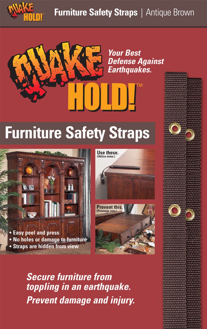  [AUSTRALIA] - Ready America Quake Hold Adjustable Big Screen & Appliance Strap, 6' L, 500 lb, Nylon Antique Brown