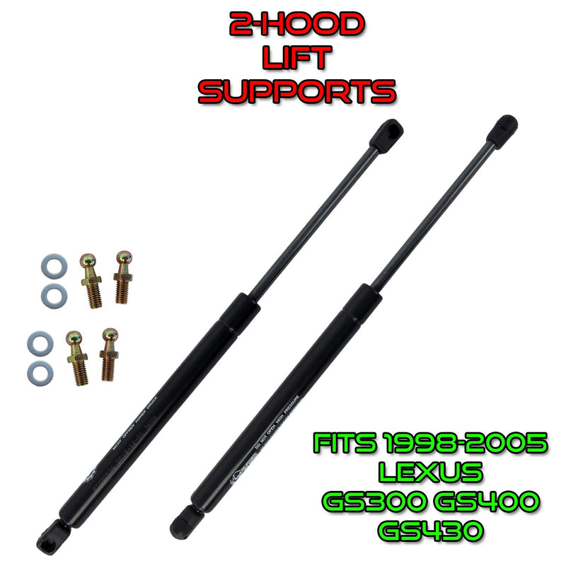 Front Hood Bonnet Gas Struts Lift Supports Arms Springs Dampers Shocks Compatible With Lexus GS300 1998-2005 GS400 1998-2000 GS430 2001-2005 RT080536 By Rugged TUFF Pack of 2 4536 RB8795906 - LeoForward Australia