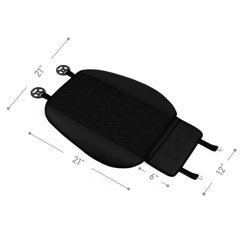  [AUSTRALIA] - FH Group FB210102 Faux Leather/NeoSupreme Seat Cushion Pad with Front Pocket (Black) Front Set – Universal Fit for Cars Trucks & SUVs Black