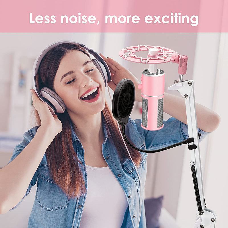  [AUSTRALIA] - YOUSHARES Pink Microphone Shock Mount - Shockmount Mic Holder Matching Mic Boom Arm Stand Compatible with Razer Seiren X Mic to Reduce Vibration