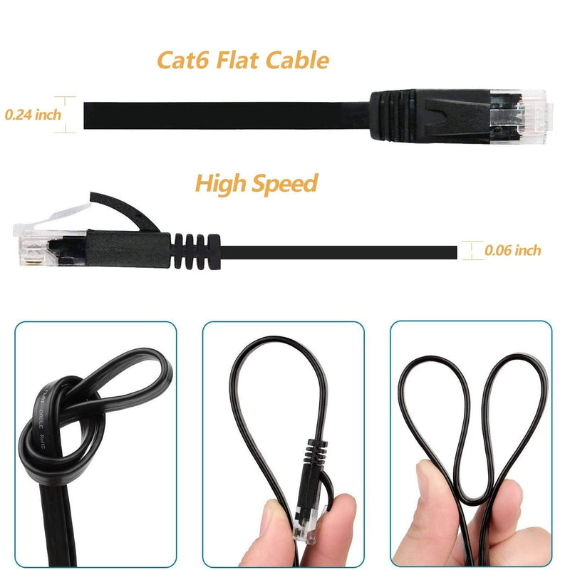 [AUSTRALIA] - Ethernet Cable cat6 Flat utp LAN Internet Cable Relper-Lineso high Speed Computer Network Patch Cord Long Cable RJ45 end Connector Multipack Faster Than Cat5e/Cat5 (30ft/9m Black) 30ft/9m black