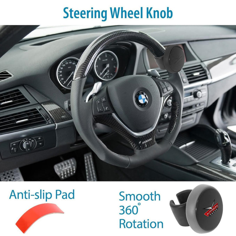 [AUSTRALIA] - Steering Wheel Spinner, by AutoMuko Silicone Power Handle, steering wheel knob, Easy installation No tools required (Black)