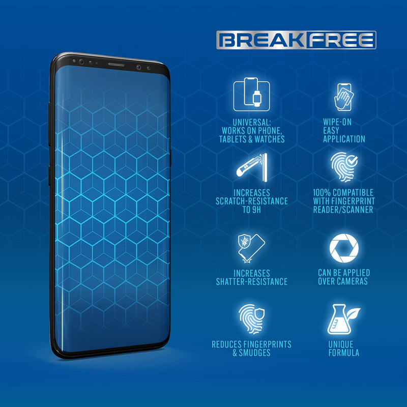  [AUSTRALIA] - BREAK FREE Liquid Glass Screen Protector with $150 Coverage | Wipe On Scratch and Shatter Resistant Nano Protection for All Phones Tablets and Smart Watches - Universal Fit