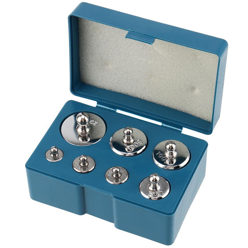  [AUSTRALIA] - CHEUKYIU 7 pieces stainless steel calibration weights set 500g, 1 x 200g, 2 x 100g, 1 x 50g, 2 x 20g, 1 x 10g calibration weight set, with calibration weight tweezers for digital scales, laboratory, hobby