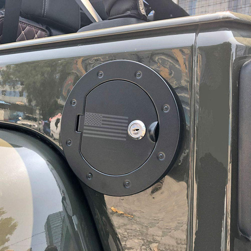  [AUSTRALIA] - Jeep JK Gas Tank Cap Cover, bestaoo Jeep JK Aluminium Gas Tank Cap with Lock Fuel Filler Door Cover for 2007-2017 Wrangler JK - USA Flag