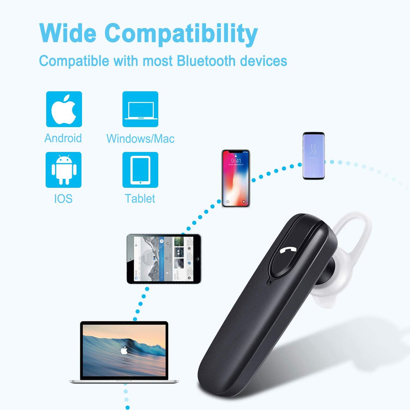 [AUSTRALIA] - Bluetooth Headset for Cell Phones,Voice Command Wireless Headset with Noise Cancelling,Hands Free Bluetooth Headphone Earbuds Fit for iPhone Android Samsung Laptop Truck Driver