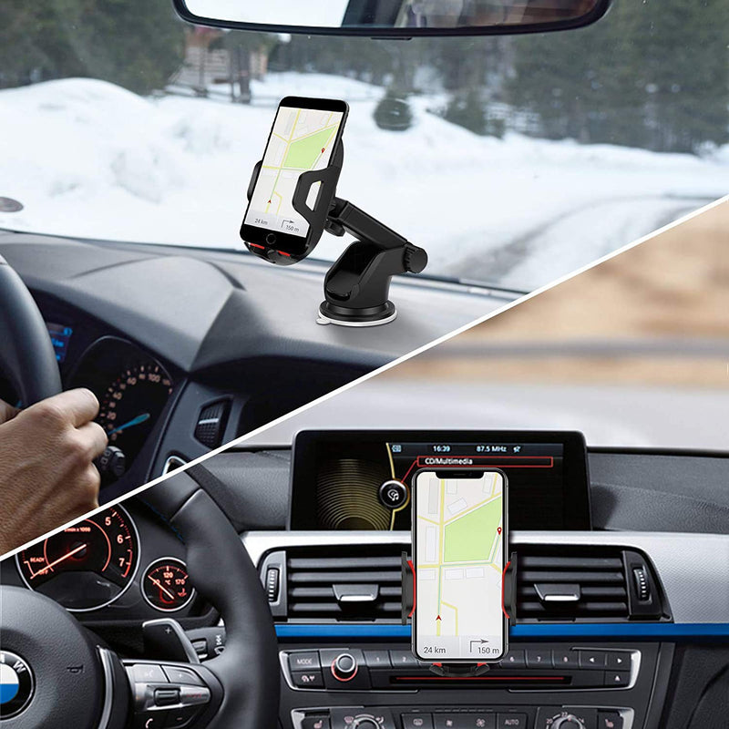  [AUSTRALIA] - Car Phone Mount,【The Most Stable Version】 Long Arm Suction Cup Phone Holder for Car Dashboard Windshield Air Vent Hands Free Clip Cell Phone Holder Compatible with All Mobile Phones