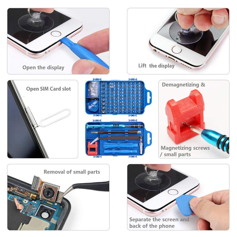  [AUSTRALIA] - Screwdriver Repair Tool Kit with Anti-Static Tweezers Triangle Pry Tools Crowbar for Watch Cellphone Computer Electronic Blue