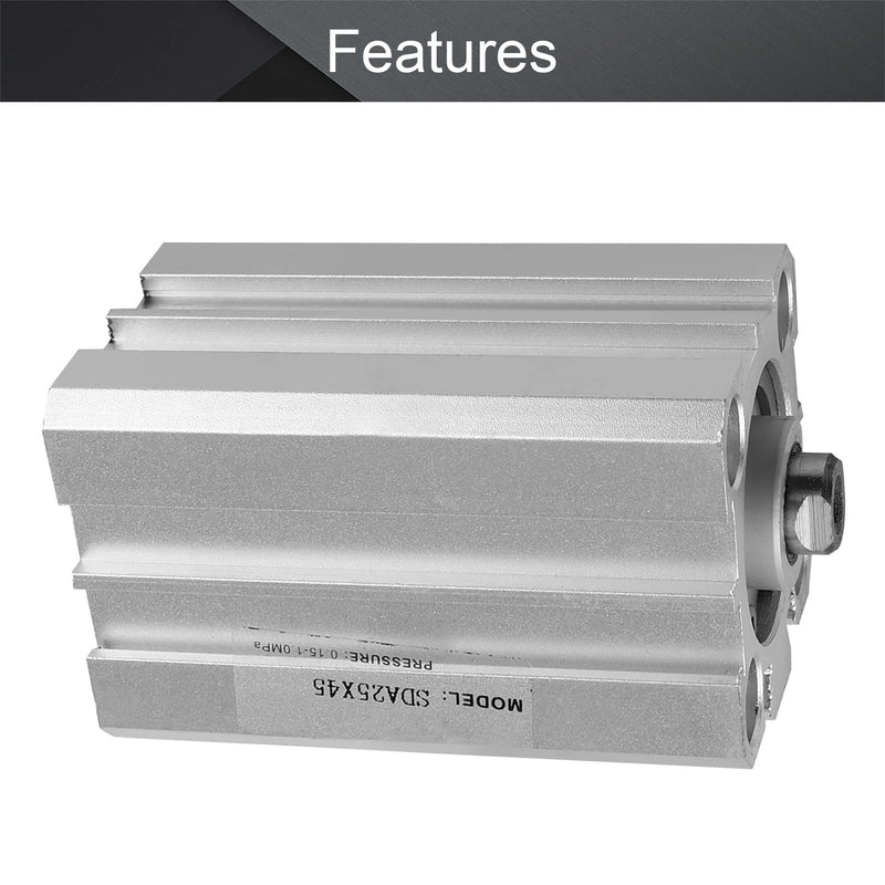  [AUSTRALIA] - Othmro SDA25 x 45 Sealing Thin Air Cylinder Pneumatic Air Cylinders, 25mm/0.98inch Bore 45mm/1.77inch Stroke for M5 Aluminium Alloy Pneumatic Components for Pneumatic and Hydraulic Systems 1pcs SDA25x45