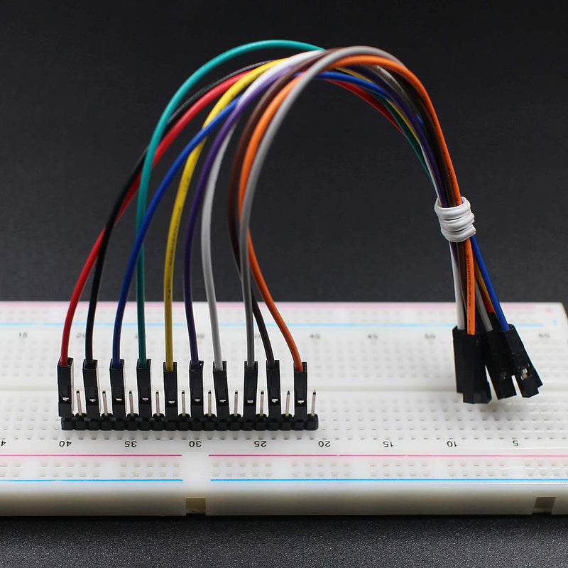  [AUSTRALIA] - Hellotronics Breadboard Jumper Wires 22AWG Pack of 120 Pieces F/F More Red and Black Jumpers, Square Head 0.1'' 10 Colors (15CM, F/F) Length 6'' / 15CM 1P, Female-Female, 15CM