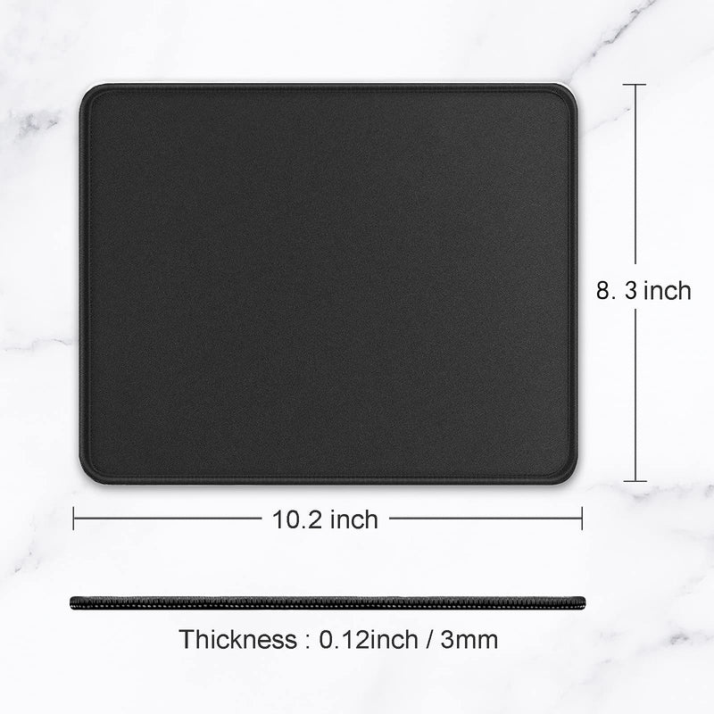  [AUSTRALIA] - Hsurbtra Mouse Pad, Premium-Textured Square Mousepad 10.2 x 8.3 Inch, Stitched Edge Anti-Slip Waterproof Rubber Mouse Mat, Pretty Cute Mouse Pad for Office Gaming Laptop Women Kids Jet Black