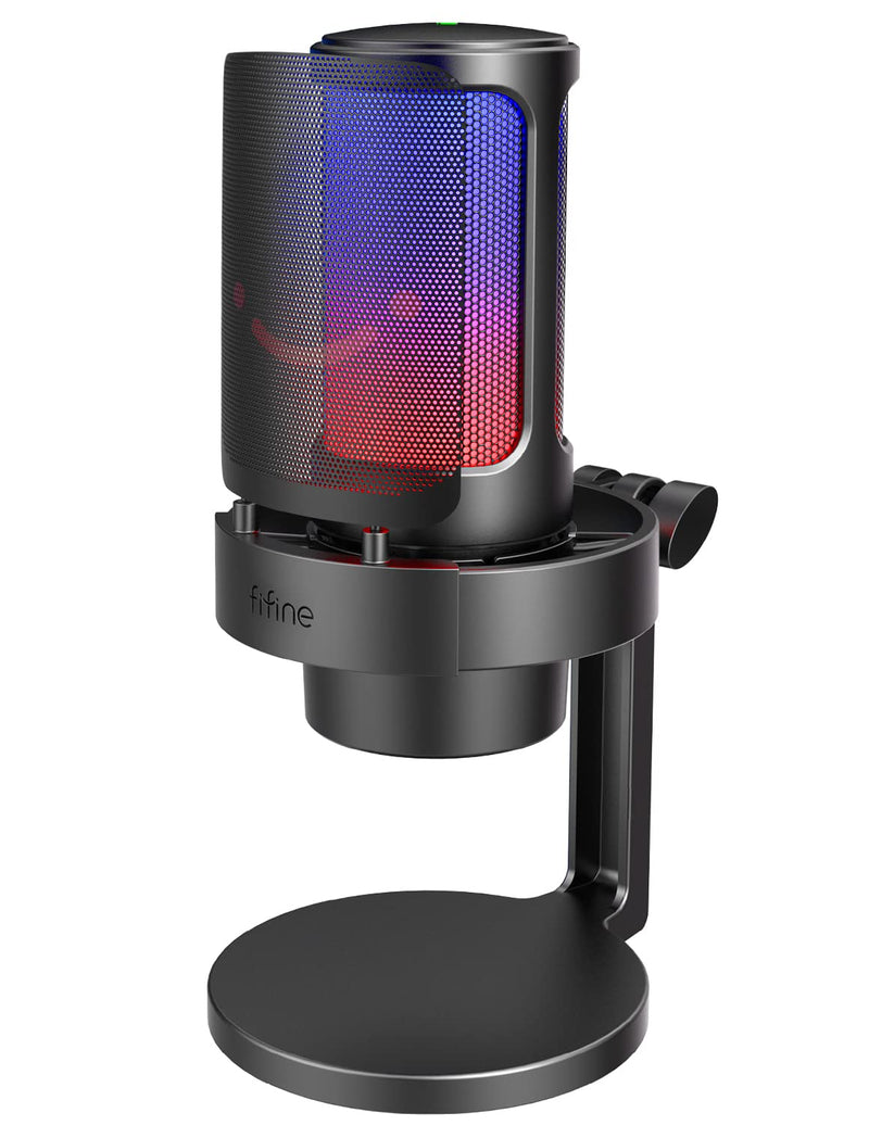  [AUSTRALIA] - FIFINE AmpliGame Gaming Microphone, USB PC Mic for Streaming, Podcasts, Recording, Condenser Computer Desktop Mic on Mac/PS4/PS5, with RGB Control, Mute Touch, Headphone Jack, Pop Filter, Stand-A8 Black