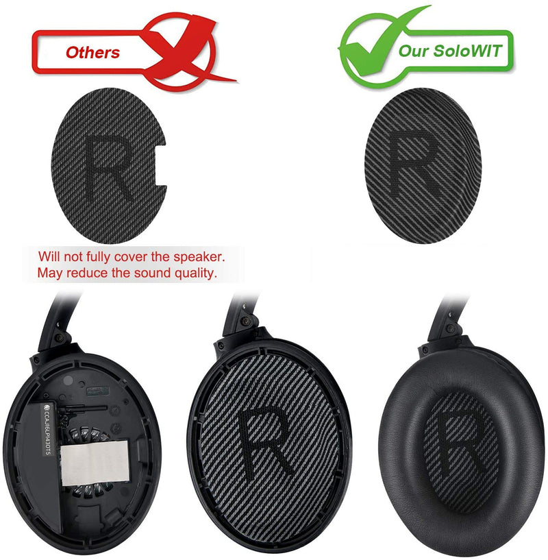  [AUSTRALIA] - SoloWIT Replacement Earpads Cushions for Bose QuietComfort 35 (QC35) & Quiet Comfort 35 II (QC35 ii) Headphones, Ear Pads with Softer Leather, Noise Isolation Foam, Added Thickness (Black) Black