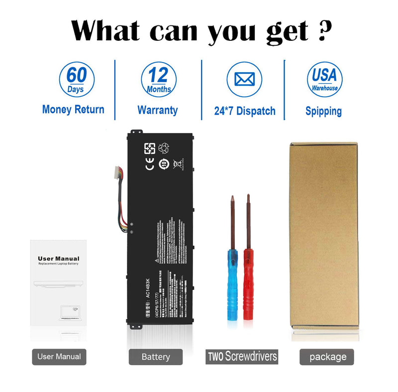  [AUSTRALIA] - DMKAOLLK AC14B3K AC14B3K Battery for Acer Chromebook 15 CB3-531 CB3-531-C4A5 CB5-571 CB3-111 C810 C910 Aspire R5-571TG R5-571TG-7229 Spin 3 SP513 SP513-51-55ZR Aspire E15 ES1-512 KT00403032