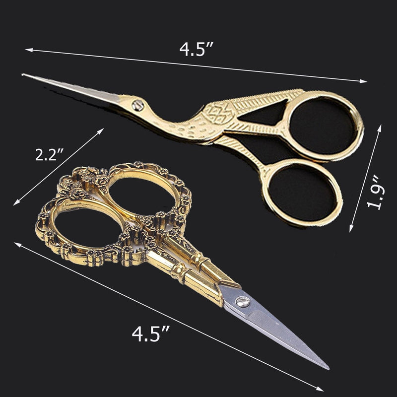  [AUSTRALIA] - BIHRTC Gold Vintage Plum Blossom Scissors and Classic Crane Design Sewing Scissors for Embroidery, Sewing, Craft, Art Work & Everyday Use
