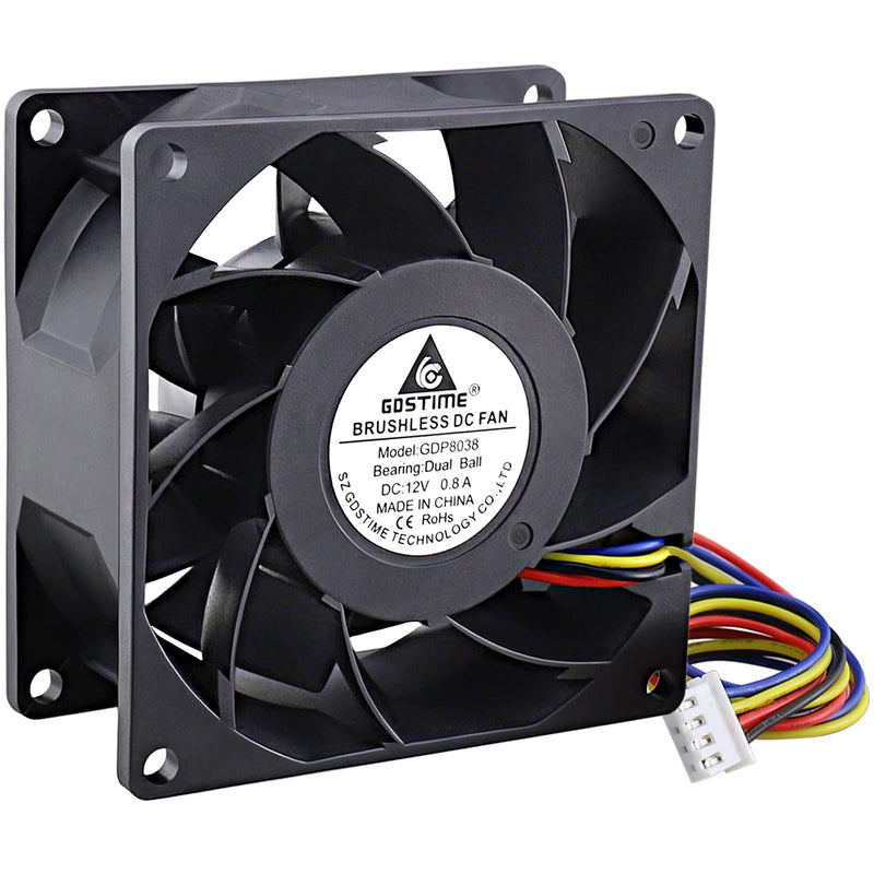  [AUSTRALIA] - GDSTIME 80mm x 38mm 8038 PWM High Speed Dual Ball Bearing DC 12V 80mm Cooling Fan 80x80x38mm fan