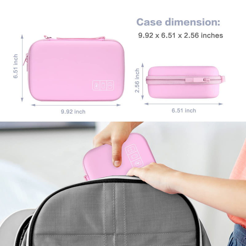  [AUSTRALIA] - MOSISO Electronic Organizer Travel Case Compatible with MacBook Power Adapter, Compatible with Magic Mouse & Pencil, SD Card, USB Flash Disk with 4 Modular Insert & 2 Cable Tie & Snap Hook, Pink