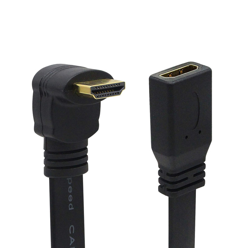 CERRXIAN 1FT Flat Slim High Speed HDMI Extension Cable A Female to 90 Degree Down Angle A Male Cord - LeoForward Australia