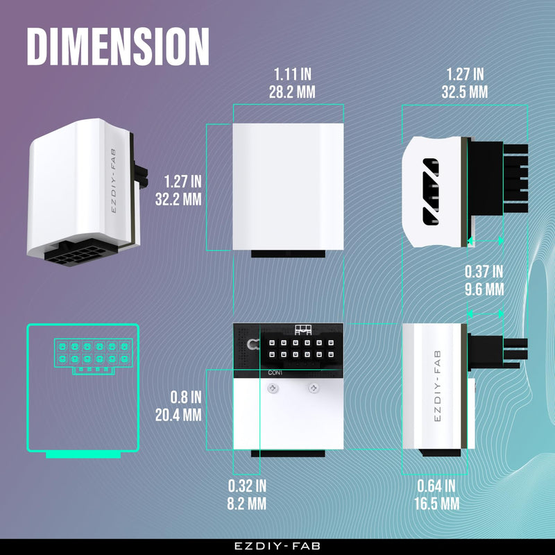  [AUSTRALIA] - EZDIY-FAB 12VHPWR 12+4 Pin Angle Connector Power Adapter for RTX40' Series Graphics Card, Supports 600W Output, Comptatible to RTX4090,4080,4070ti -90 Degrees STD Type- White 90°-STD