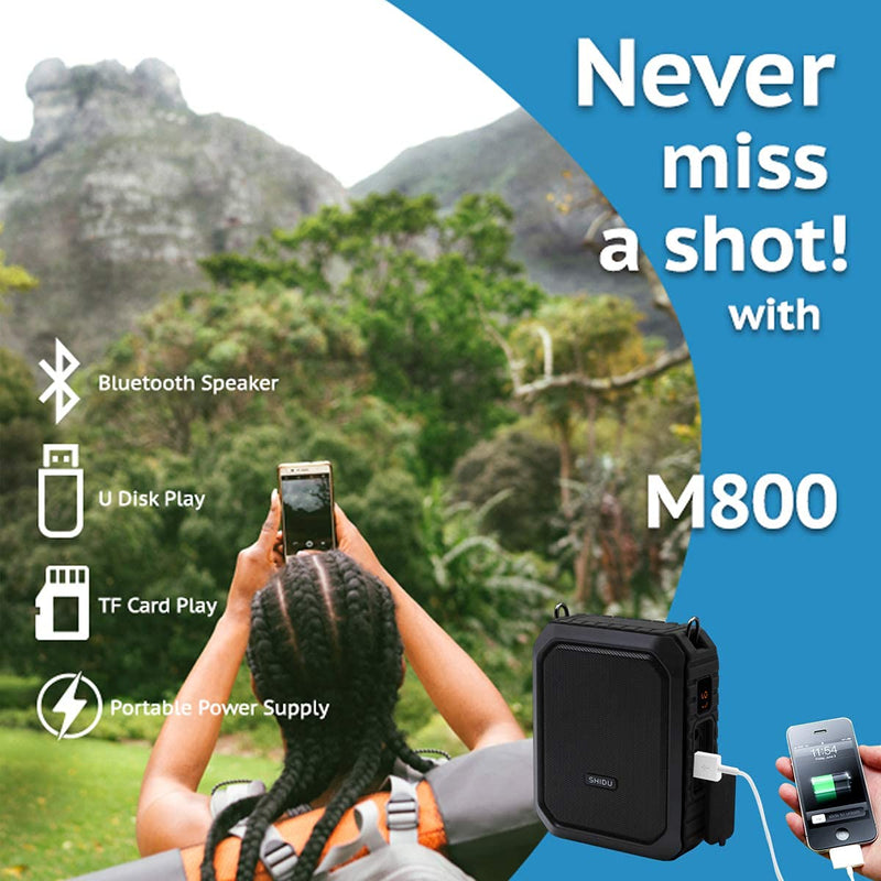  [AUSTRALIA] - Voice Amplifier Headset Microphone, 18W Portable Microphone with Waterproof Speaker, 4400mah Rechargeable Portable Voice Amp for Teachers, Classroom, Singing, Presentation etc Black