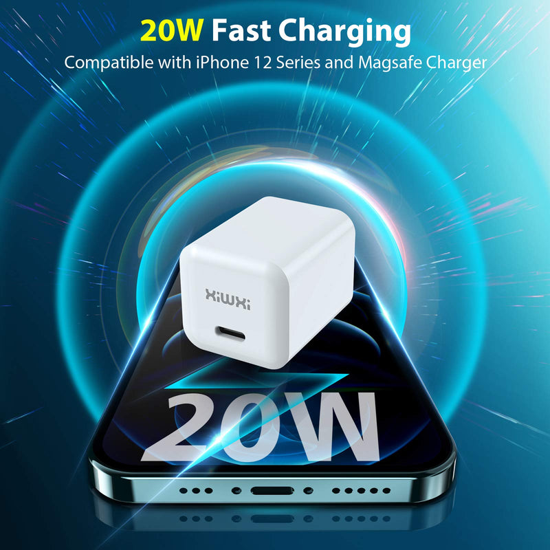  [AUSTRALIA] - xiwxi USB C Power Adapter, 20W Fast PD Phone Charger Wall Charger Compatible with iPhone 14/14 Plus/14 Pro/14 Pro Max/13 Pro/13 Pro Max/iPhone 12/iPhone 11, Galaxy, Pixel, iPad Pro (2-Pack) White
