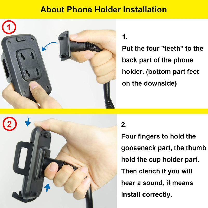  [AUSTRALIA] - [Upgraded] Car Cup Holder Phone Mount Adjustable Gooseneck Automobile Cup-Holder-Phone-Car-Mount for iPhone 12 Pro Max/XR/XS/X/11/8 Plus/6s/Samsung S20 Ultra/Note 10/S8 Plus/S7 Edge(Black) Black