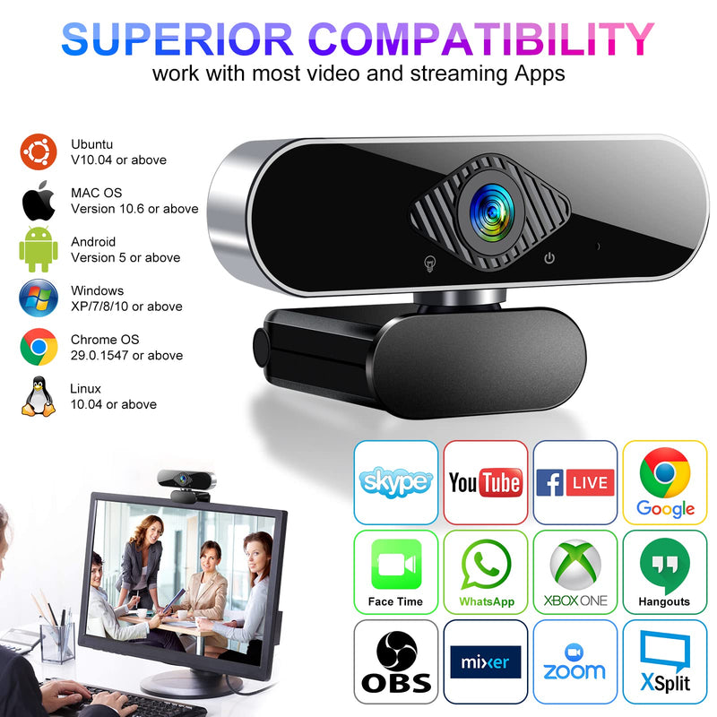  [AUSTRALIA] - 1080P HD Webcam with Microphone, Computer USB Web Camera at 1080P/30fps, 110 Wide Angles View, Plug and Play, Works with Skype, Zoom, FaceTime, Hangouts, PC/Mac/Laptop/MacBook/Tablet by FUMAX