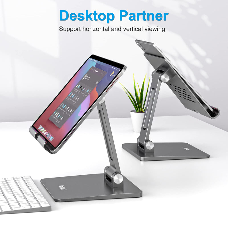  [AUSTRALIA] - Tablet Stand, BoYata Adjustable & Foldable Tablet Holder for Desk, BoYata Monitor Stand, Adjustable Monitor Riser Metal Computer Stand