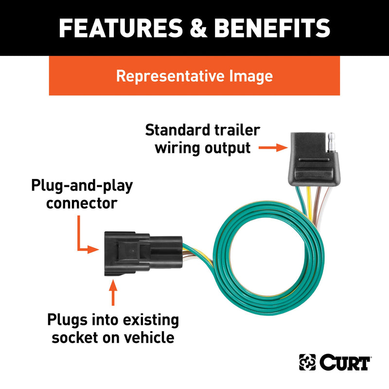  [AUSTRALIA] - CURT 55411 Vehicle-Side Custom 4-Pin Trailer Wiring Harness for Select Chevrolet, GMC, Oldsmobile SUVs, Vans