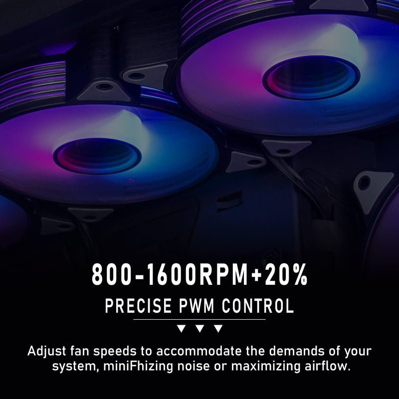  [AUSTRALIA] - aigo AR12 Pro 120mm PWM Case Fans ARGB PC Fans Computer Cooling System Compatible with 3Pin-5V Addressable RGB Motherboard SYNC Cooling Radiator Fans Without Controller(3 Packs) 3IN1 PRO-BLACK