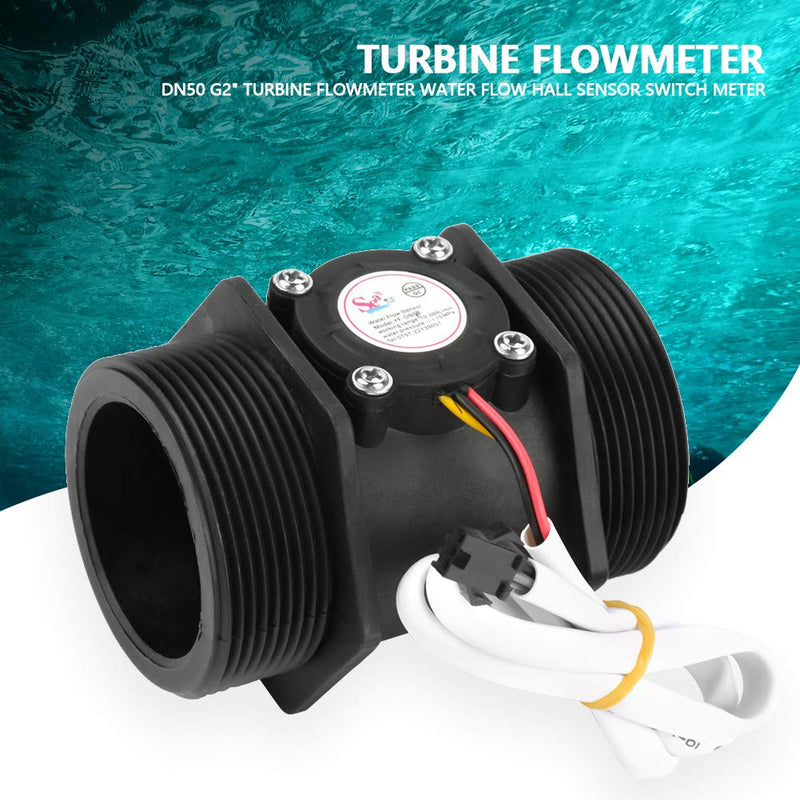  [AUSTRALIA] - DN50 G2" Turbine Flow Meter Water Flow Hall Sensor Switch Meter Sensor for Water Control for Water Heater Flow Meter Counter 10-200L/min